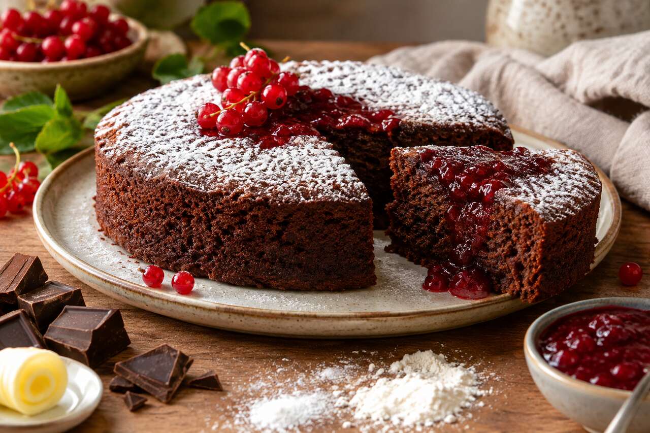 Gâteau moelleux au chocolat : la recette gourmande avec gelée de groseille