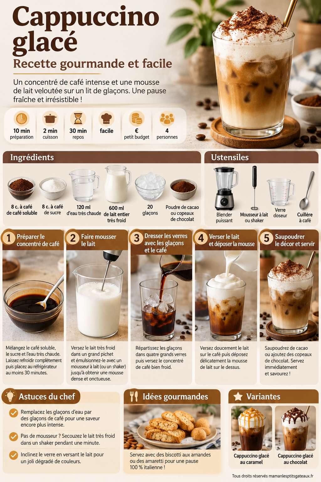 Fiche recette Cappuccino glac&eacute; : recette gourmande et facile