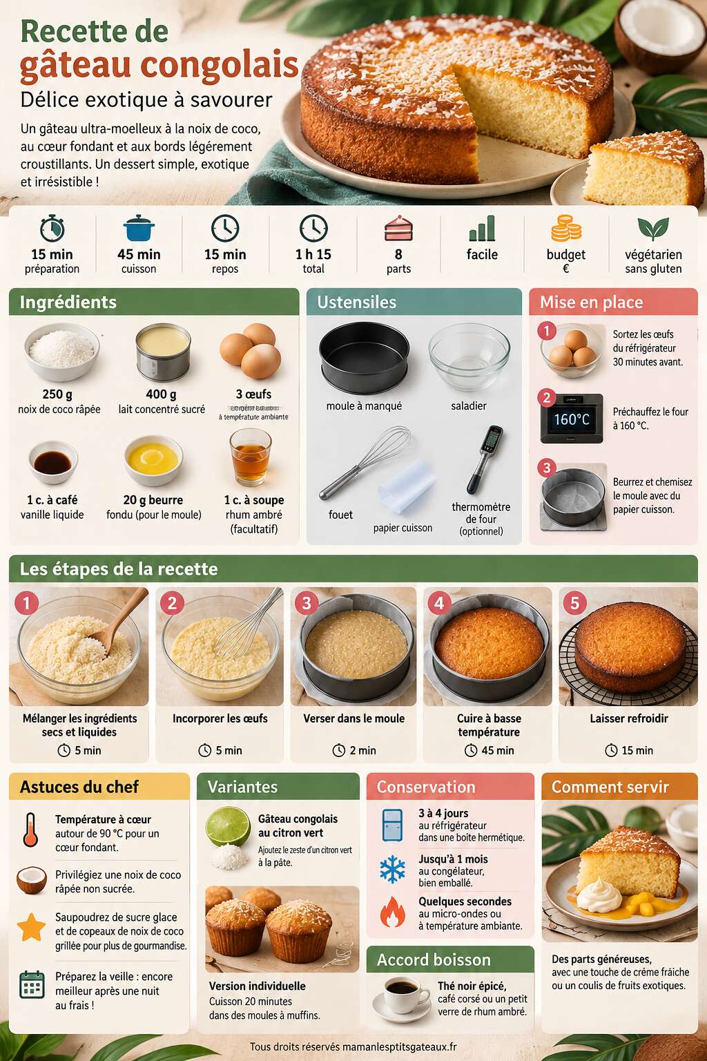 Fiche recette Recette de gâteau congolais : délice exotique à savourer Fiche recette Recette de gâteau congolais : délice exotique à savourer