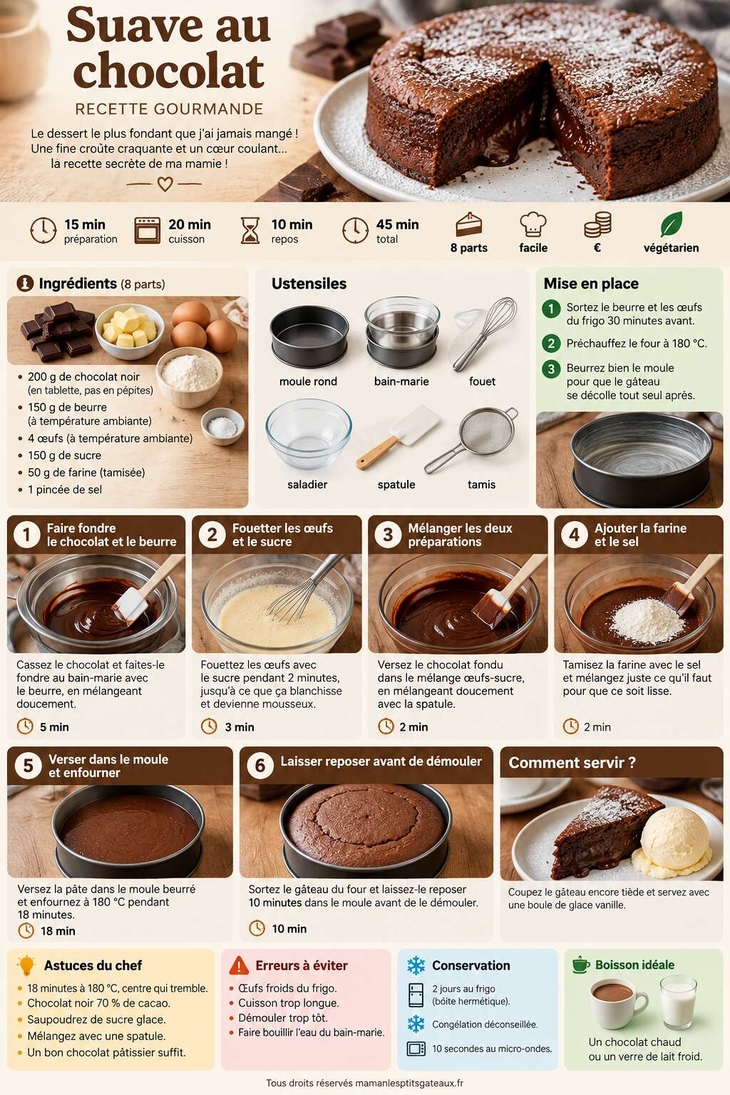 Fiche recette Suave au chocolat : recette gourmande