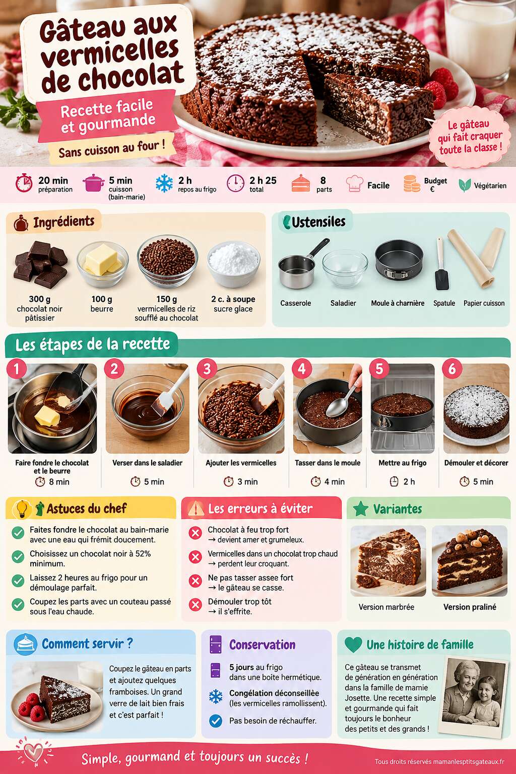 Fiche recette G&acirc;teau aux vermicelles de chocolat : recette facile et gourmande