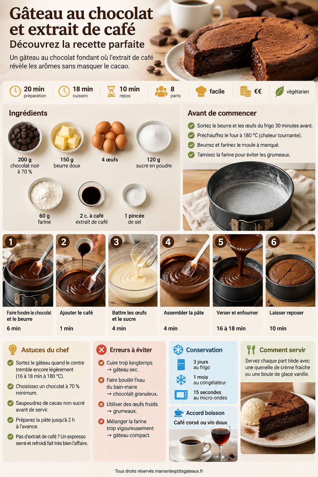 Fiche recette Gâteau au chocolat et extrait de café : découvrez la recette parfaite Fiche recette Gâteau au chocolat et extrait de café : découvrez la recette parfaite