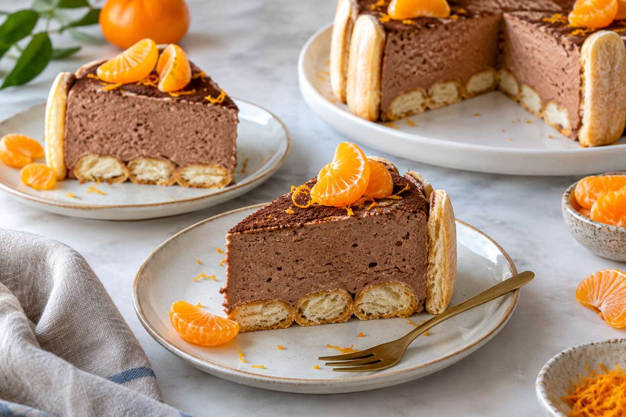 Charlotte au chocolat glacée à la mandarine : recette gourmande