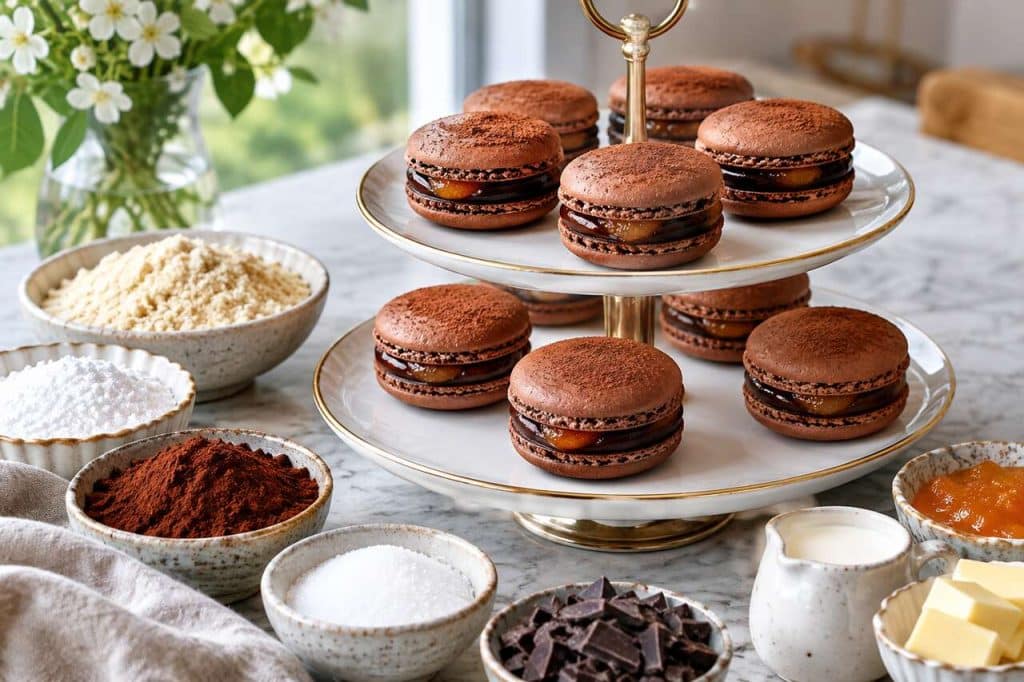 Macarons au chocolat et confiture d'abricots : recette gourmande