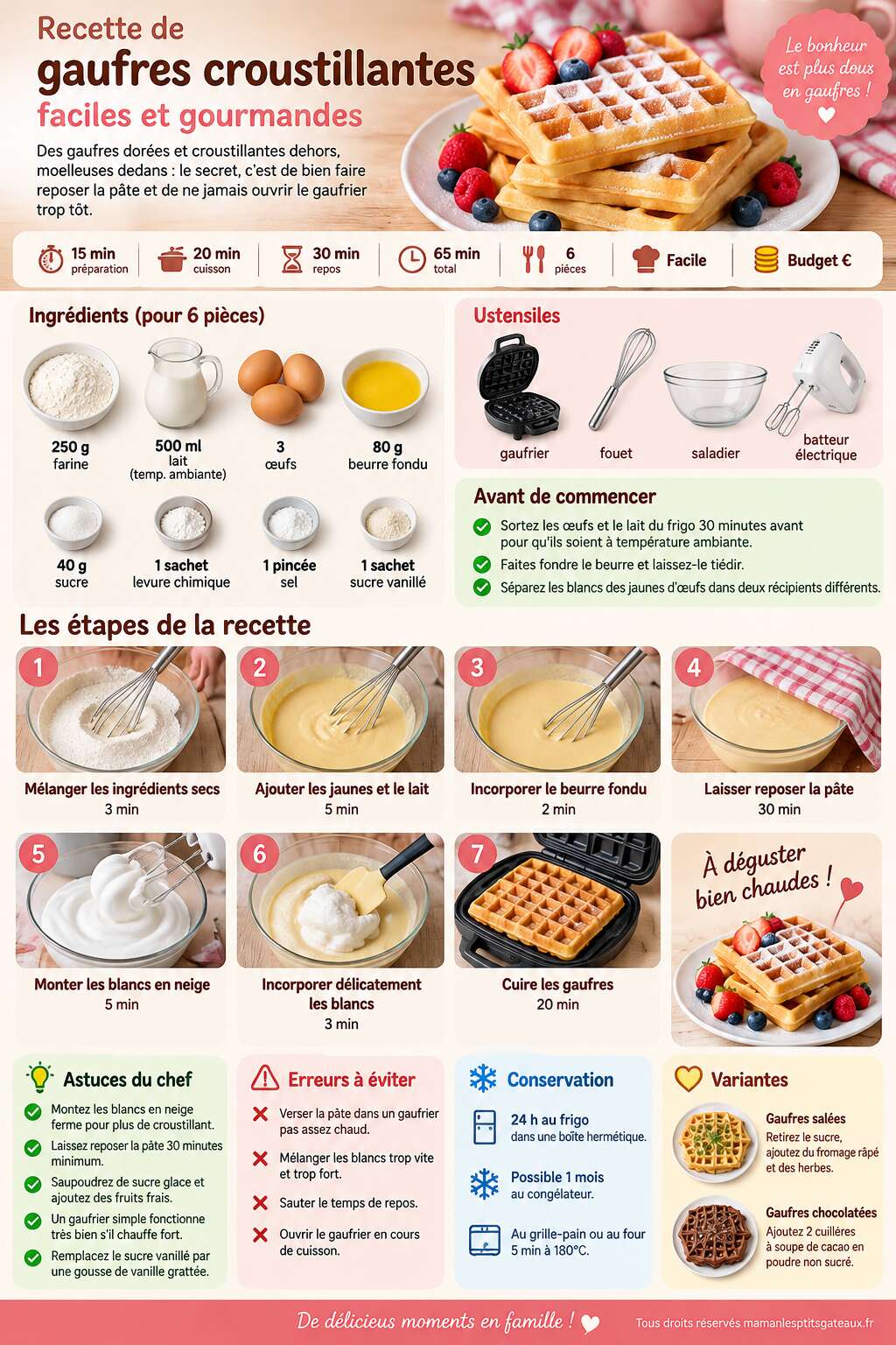 Fiche recette Recette de gaufres croustillantes faciles et gourmandes Fiche recette Recette de gaufres croustillantes faciles et gourmandes