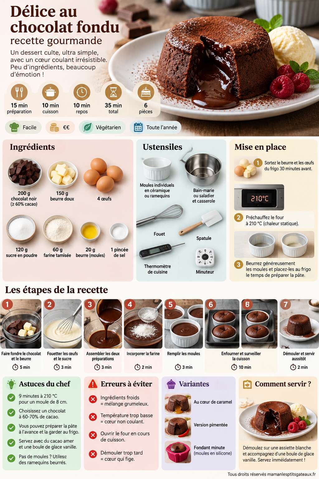 Fiche recette Délice au chocolat fondu : recette gourmande Fiche recette Délice au chocolat fondu : recette gourmande