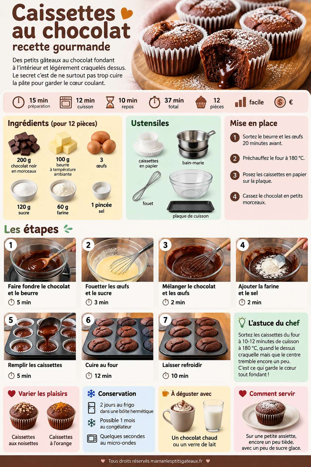 Fiche recette Caissettes au chocolat : recette gourmande