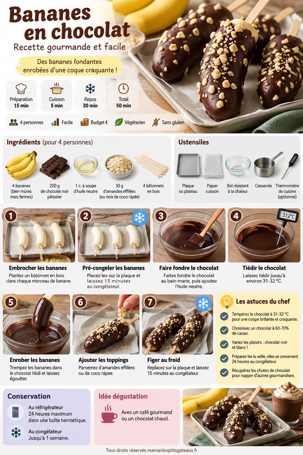 Fiche recette Bananes en chocolat : recette gourmande et facile