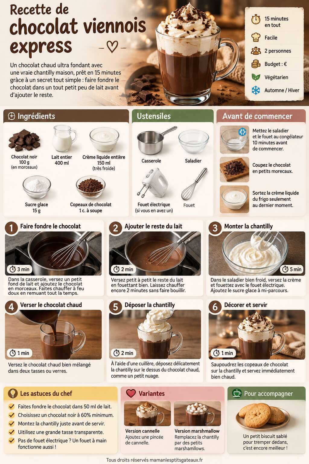 Fiche recette Recette de chocolat viennois express Fiche recette Recette de chocolat viennois express