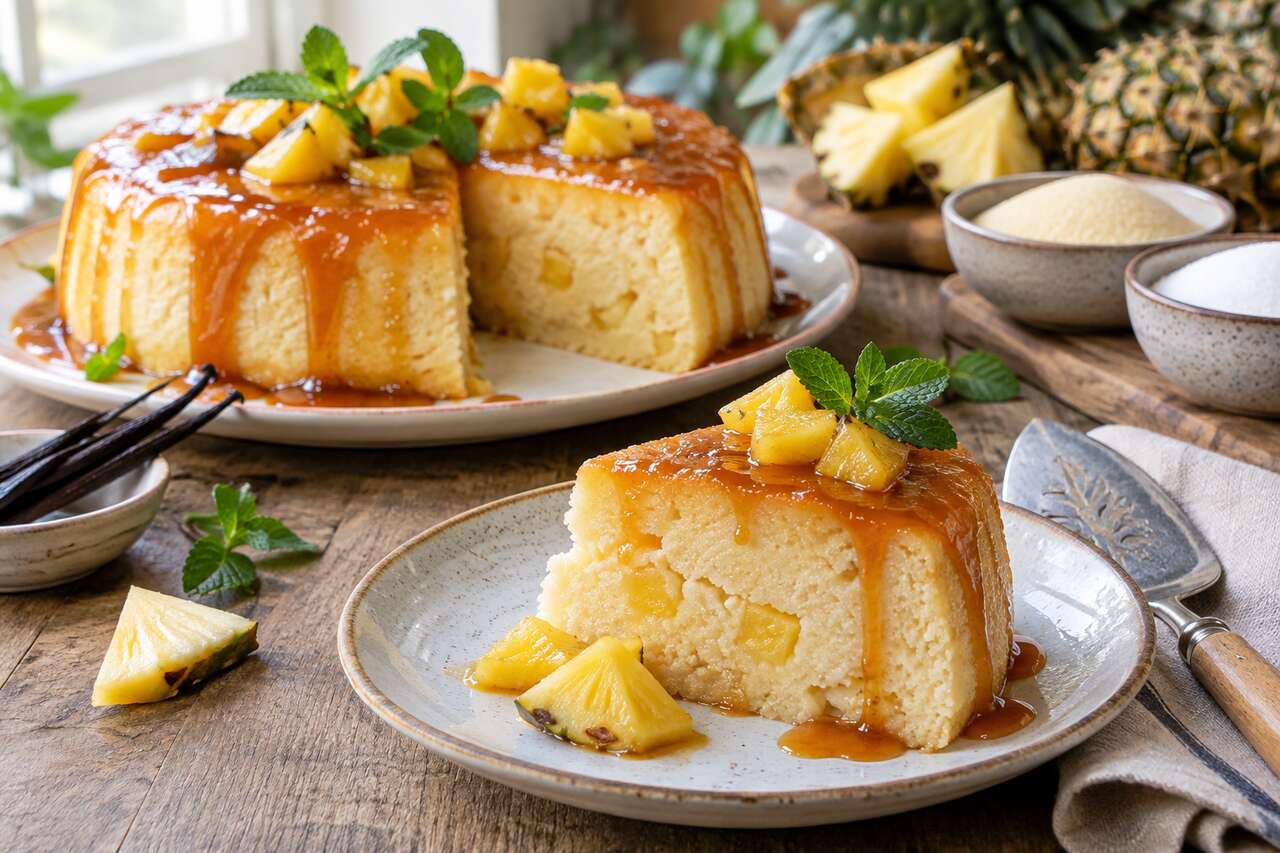 Gâteau de semoule à l'ananas ou à la poire : recette facile et savoureuse