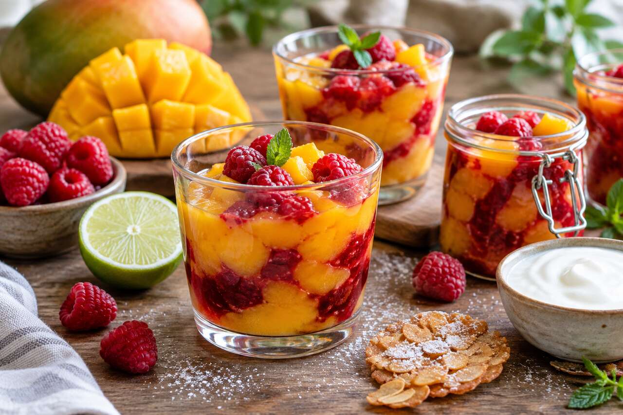 Recette de compote mangues et framboises