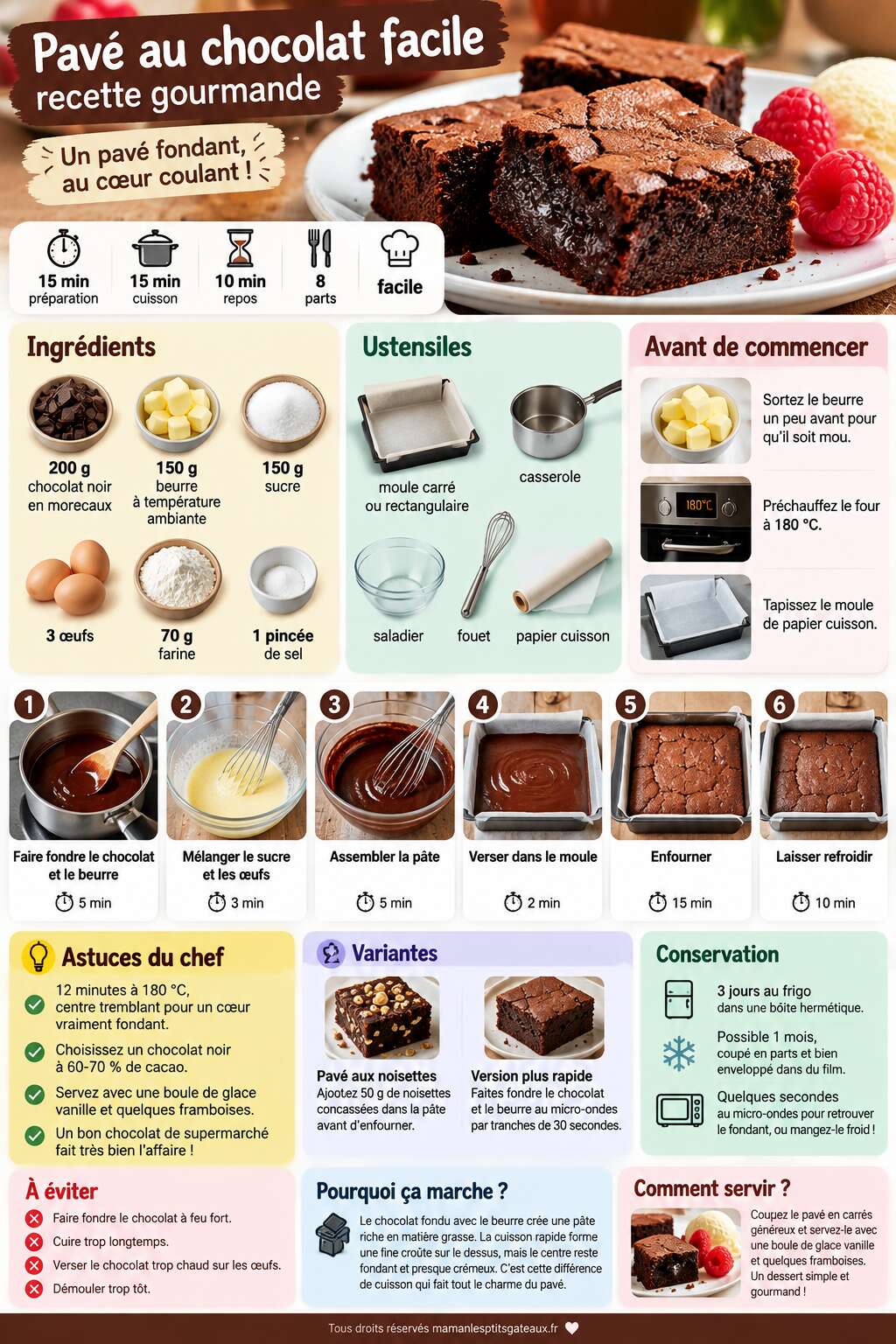 Fiche recette Pav&eacute; au chocolat facile : recette gourmande