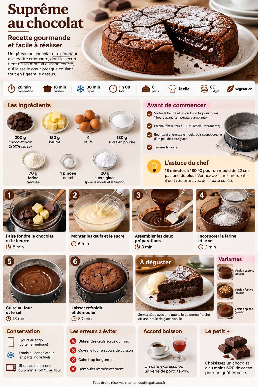 Fiche recette Supr&ecirc;me au chocolat : recette gourmande et facile &agrave; r&eacute;aliser
