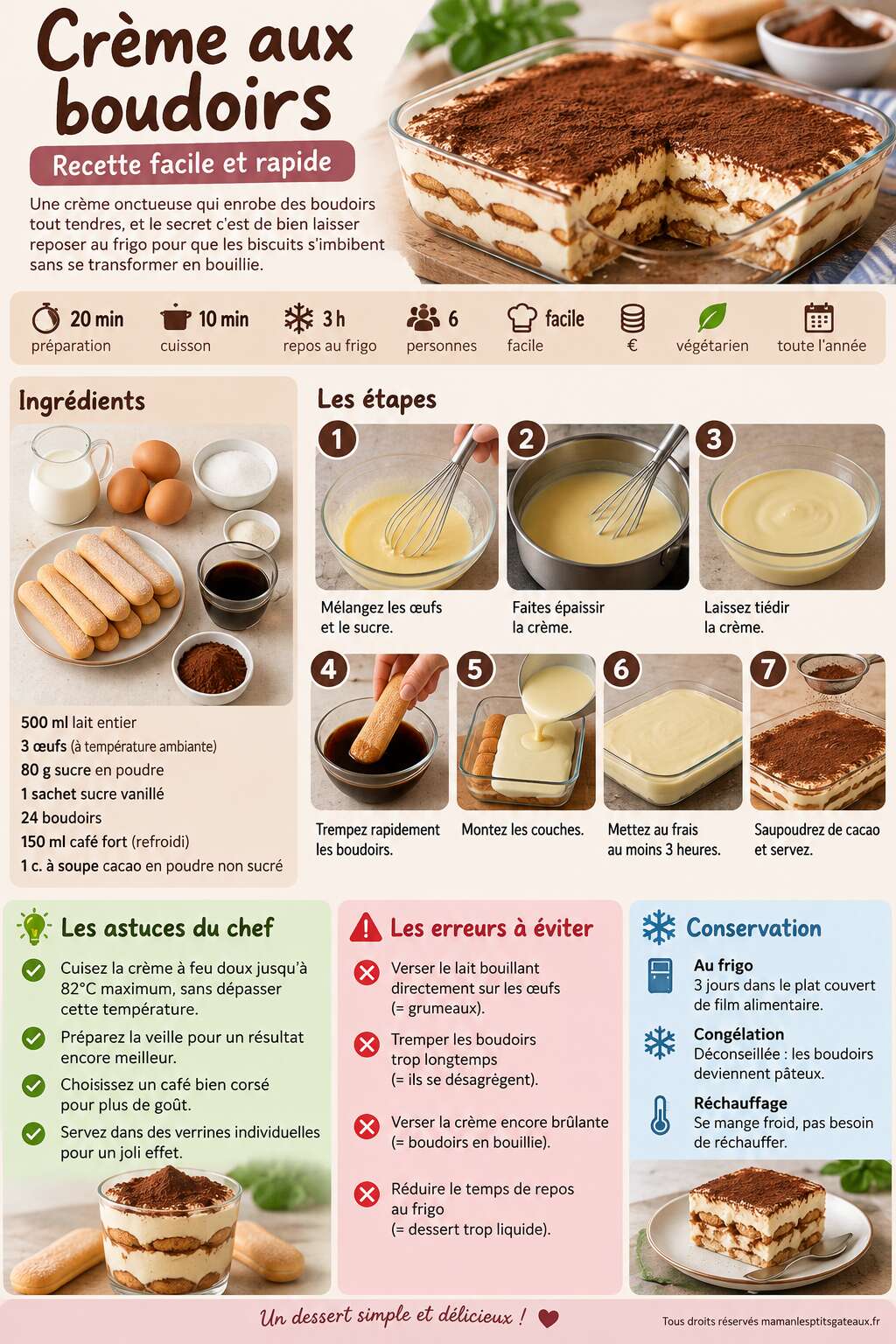 Fiche recette Crème aux boudoirs : recette facile et rapide Fiche recette Crème aux boudoirs : recette facile et rapide