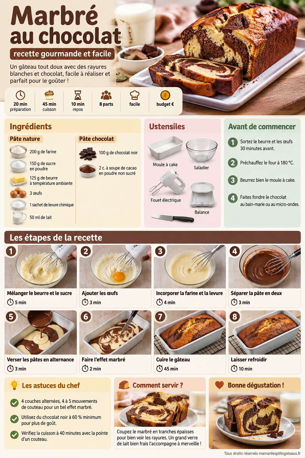 Fiche recette Marbré au chocolat : recette gourmande et facile Fiche recette Marbré au chocolat : recette gourmande et facile
